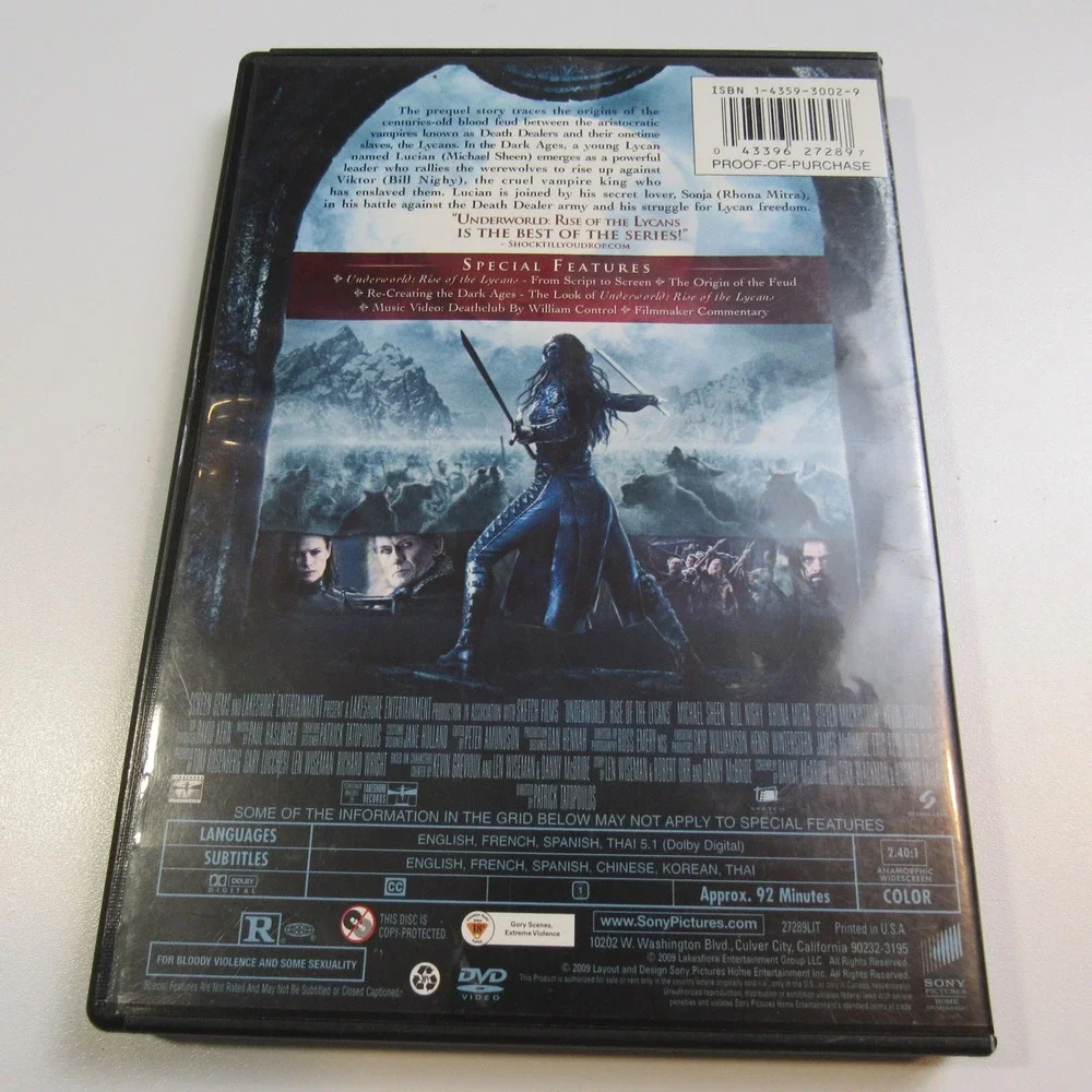 Underworld Rise of the Lycans DVD Action Horror Movie‎ Kate Beckinsale